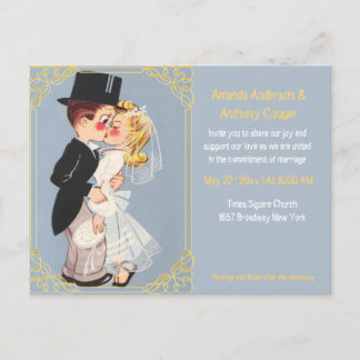 Modèle mariage de dessin animé mignon et drôle