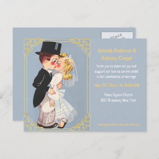 Modèle mariage de dessin animé mignon et drôle (Devant / Derrière)