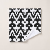 Modèle marocain Ikat Damask, noir et blanc (Gant de toilette)