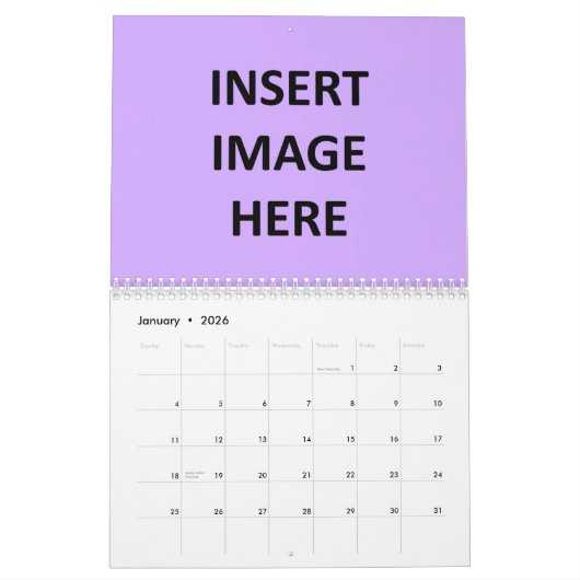 Modèle mensuel de calendrier imprimé par coutume (Jan 2026)