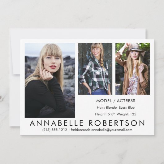 Modèle moderne Actor 3 Photos Carte Comp (Devant)
