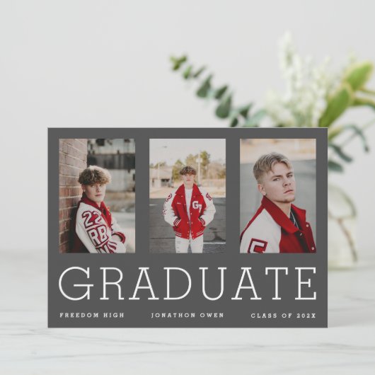 Modèle modifiable Trois diplômé du secondaire (Debout devant)