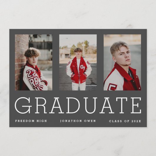 Modèle modifiable Trois diplômé du secondaire (Devant)