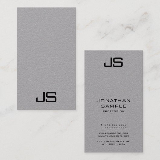 Modèle Monogramme moderne Carte de visite vertical (Devant / Derrière)