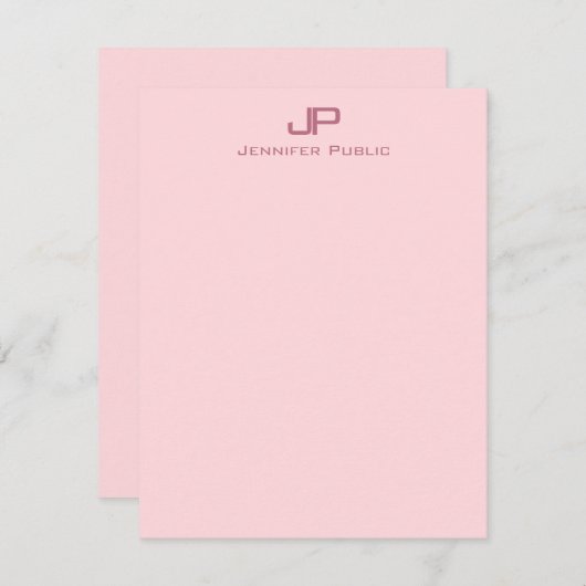 Modèle monogramme moderne rose pâle (Devant / Derrière)