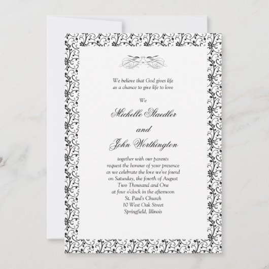 Modèle noir et blanc de faire-part de mariage (Devant)
