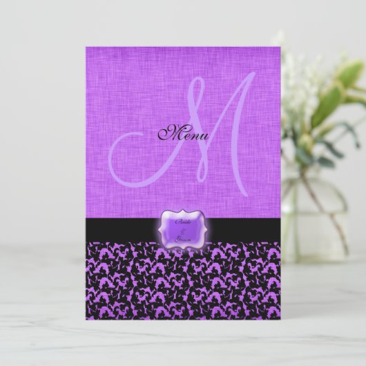 Modèle noir pourpre de menu de mariage (Debout devant)