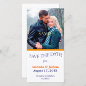 Modèle orange bleu Enregistrer le Mariage date (Devant / Derrière)