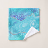 Modèle Paillettes Or Agate Léopard Bleu (Gant de toilette)
