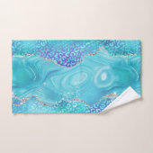 Modèle Paillettes Or Agate Léopard Bleu (Serviette à main)