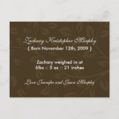 Modèle personnalisable de faire-part de naissance (Dos)