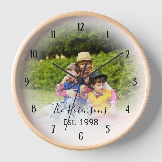 Modèle photo avec horloge texte personnalisée (Recto)