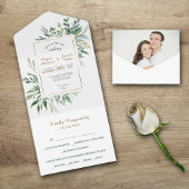 Modèle photo de cadre Or Feuille vert tout en un