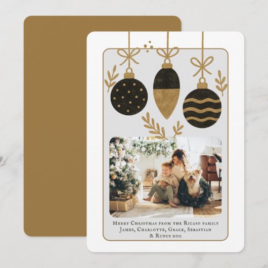Modèle photo de Noël Black Gold Baubles (Devant / Derrière)
