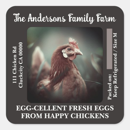 Modèle photo de poulet Étiquette carton d'oeuf per (Devant)