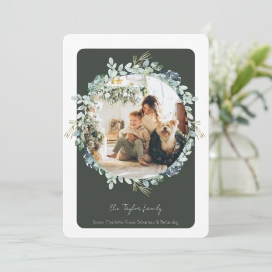 Modèle photo du feuillage de Noël vert hiver (Debout devant)