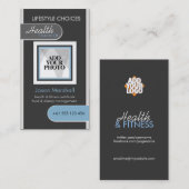 Modèle photo gris foncé + Carte de visite bleu (Devant / Derrière)