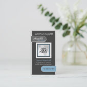 Modèle photo gris foncé + Carte de visite bleu (Debout devant)