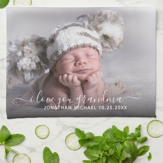 Modèle photo Je T'Aime Grand-mère Serviette de cui (Plié)