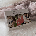 Modèle photo moderne Script 3 Merci plié<br><div class="desc">Ce carte de remerciements plié de modèle photo script 3 moderne est parfait pour un mariage minimaliste. Le design simple en noir et blanc présente une typographie industrielle unique avec style boho moderne. Personnalisable dans n'importe quelle couleur. Gardez le design minimal et élégant, en l'état, ou personnalisez-le en ajoutant vos...</div>