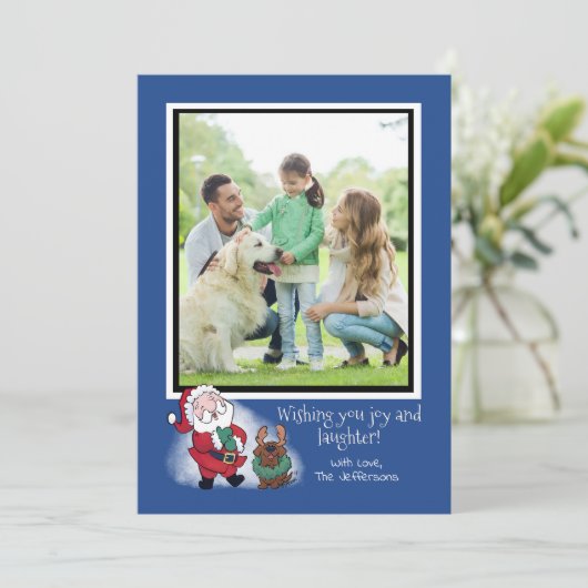 Modèle photo Père Noël Funny Labrador Reindeer Blu (Debout devant)