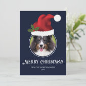 Modèle photo personnalisé Red Santa Hat sur bleu (Debout devant)