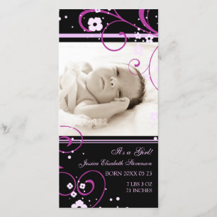 Modèle photo rose Nouveau Faire-part de naissance