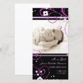 Modèle photo rose Nouveau Faire-part de naissance  (Devant / Derrière)