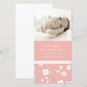 Modèle photo rose Nouveau Faire-part de naissance  (Devant / Derrière)