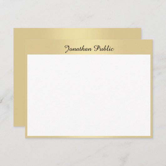 Modèle plat de texte de script d'or main personnal (Devant / Derrière)