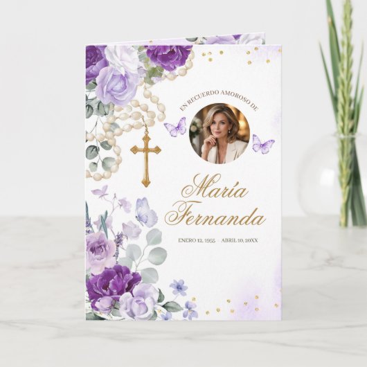 Modèle pour programme funéraire floral violet (Devant)