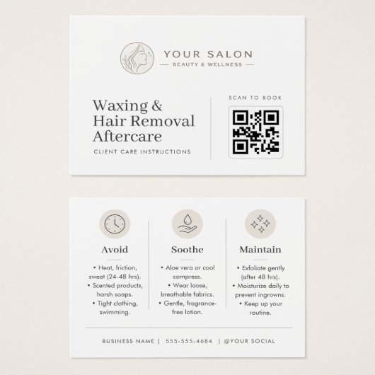 Modèle QR de soins après épilation à la cire beige (Devant & derrière)