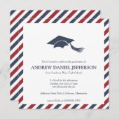 Modèle rayé de faire-part d'obtention du diplôme (Devant / Derrière)