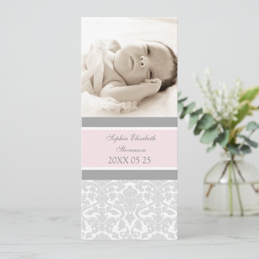 Modèle rose Grey Nouveau Faire-part de naissance b (Debout devant)