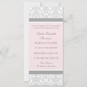 Modèle rose Grey Nouveau Faire-part de naissance b (Dos)