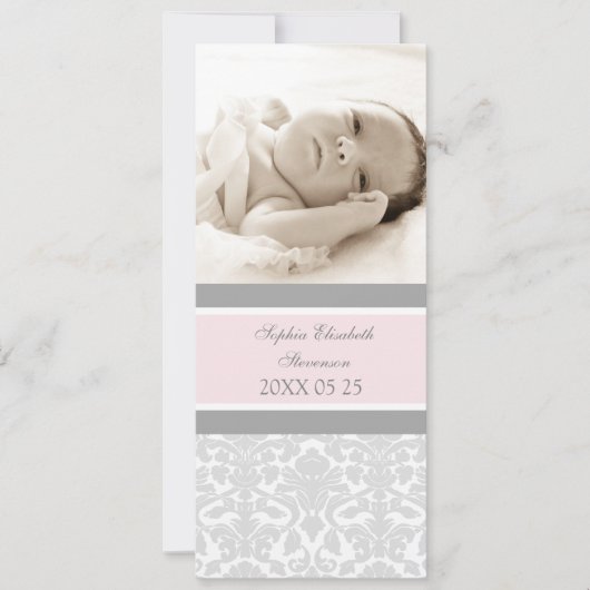 Modèle rose Grey Nouveau Faire-part de naissance b (Devant)
