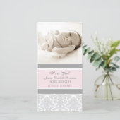 Modèle rose Grey Nouveau Faire-part de naissance b (Debout devant)