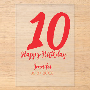 modèle rouge date nom année pour 10e anniversaire