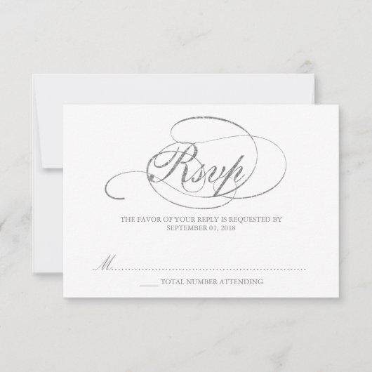 Modèle RSVP Chic Faux Silver Foil Wedding (Devant)