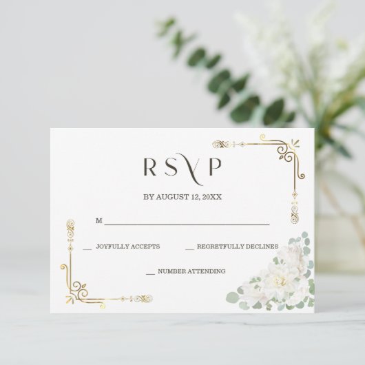Modèle RSVP de mariage or élégant personnalisé (Debout devant)
