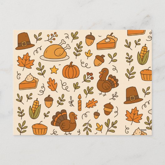 Modèle sans couture de doodles de Thanksgiving (Dos)