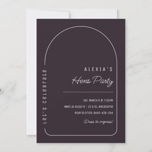Modèle simple Boho Black Hens Party Invitation (Devant)