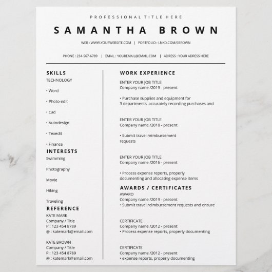 Modèle simple CV moderne cv (Dos)