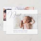 Modèle simple Faire-part de naissance photo chic (Devant / Derrière)