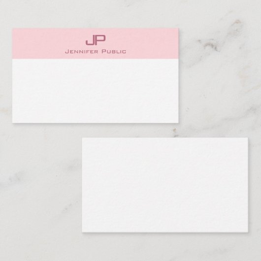 Modèle simple Monogram Blush Pink élégant (Devant / Derrière)