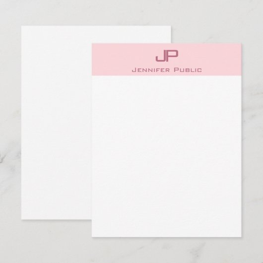 Modèle simple monogramme à la mode rose pâle (Devant / Derrière)