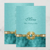 modèle turquoise d'anniversaire de mariage damassé (Devant / Derrière)