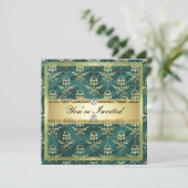 Modèle turquoise de carte de damassé de l'or D2 (Debout devant)