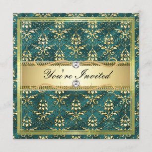 Modèle turquoise de carte de damassé de l'or D2