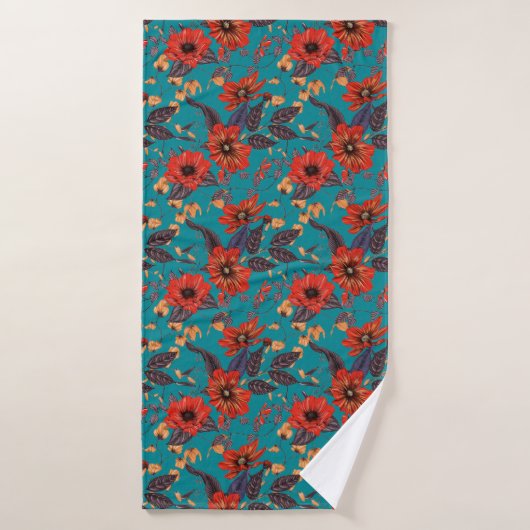Modèle turquoise et rouge (Serviette de bain)
